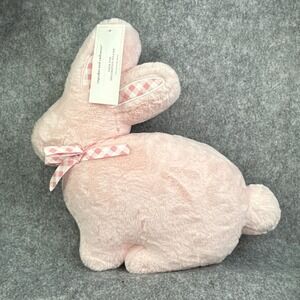 Cupcakes and Cashmere Pink Faux Fur Bunny Rabbit Decorative Pillow Gingham NWT